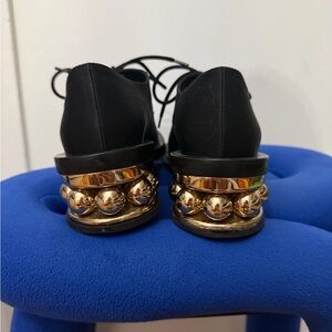 Nicholas Kirkwood Black Flats with Gold Accents